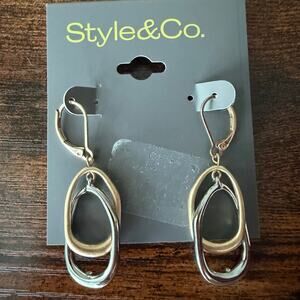 Style & Co Two-Tone Linked Sculptural Oval Drop Earrings